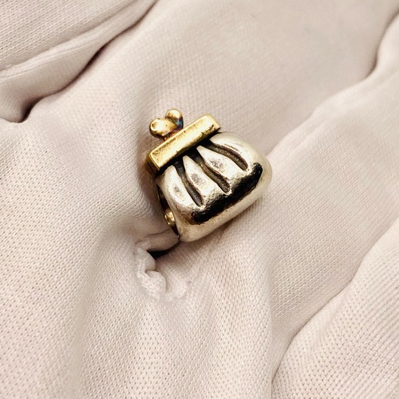 EUC Pandora 790475 Sterling Silver Purse Bead w/ 14k Yellow Gold Clutch Charm - Picture 3 of 10